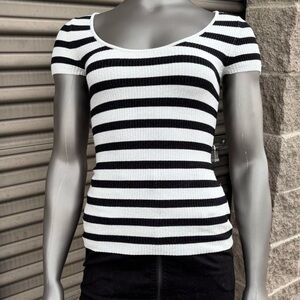 tight striped silver top